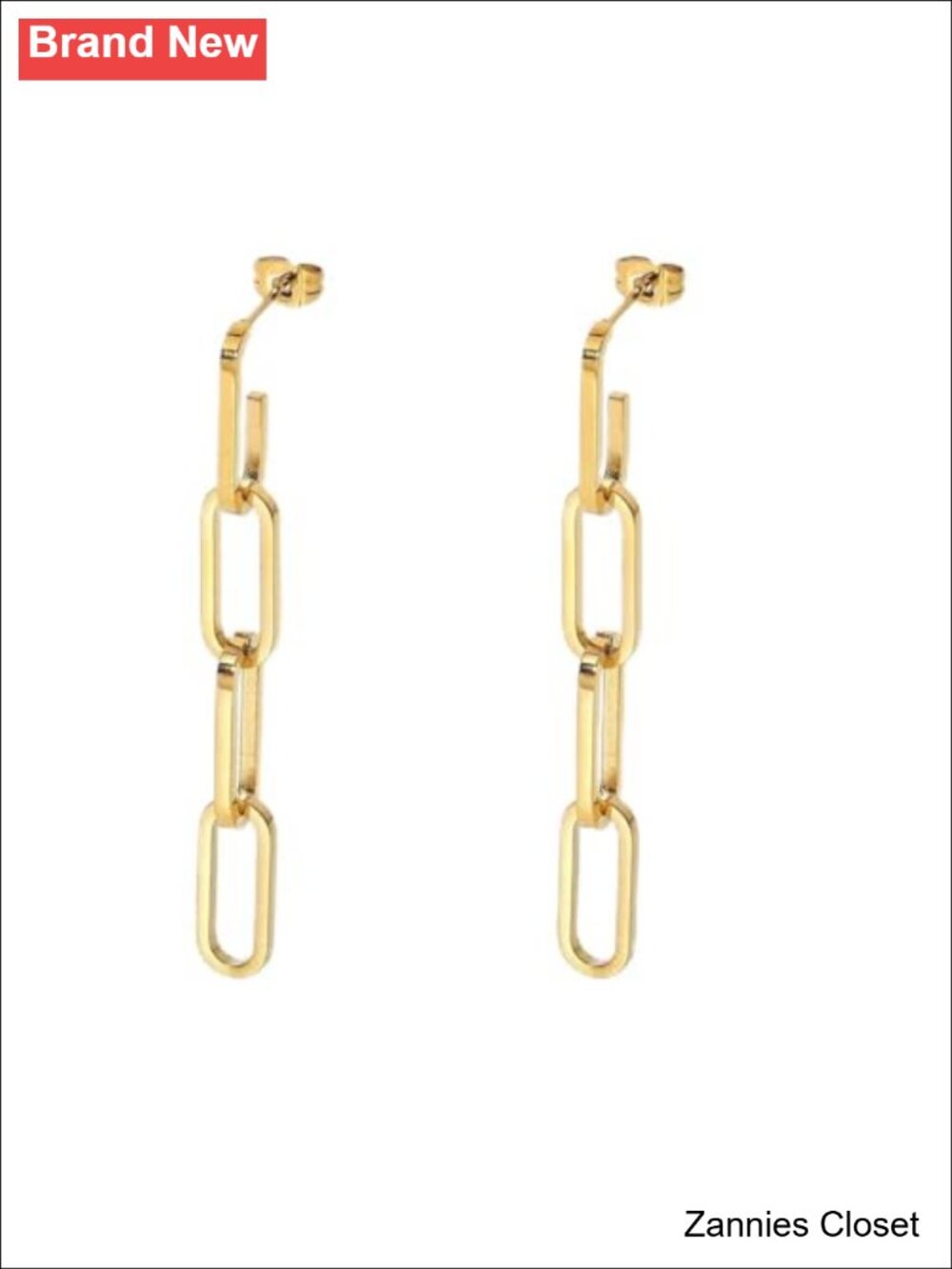 ✨ Gold Plated Stainless Steel Chain Drop Dangle Earrings Women Minimalist